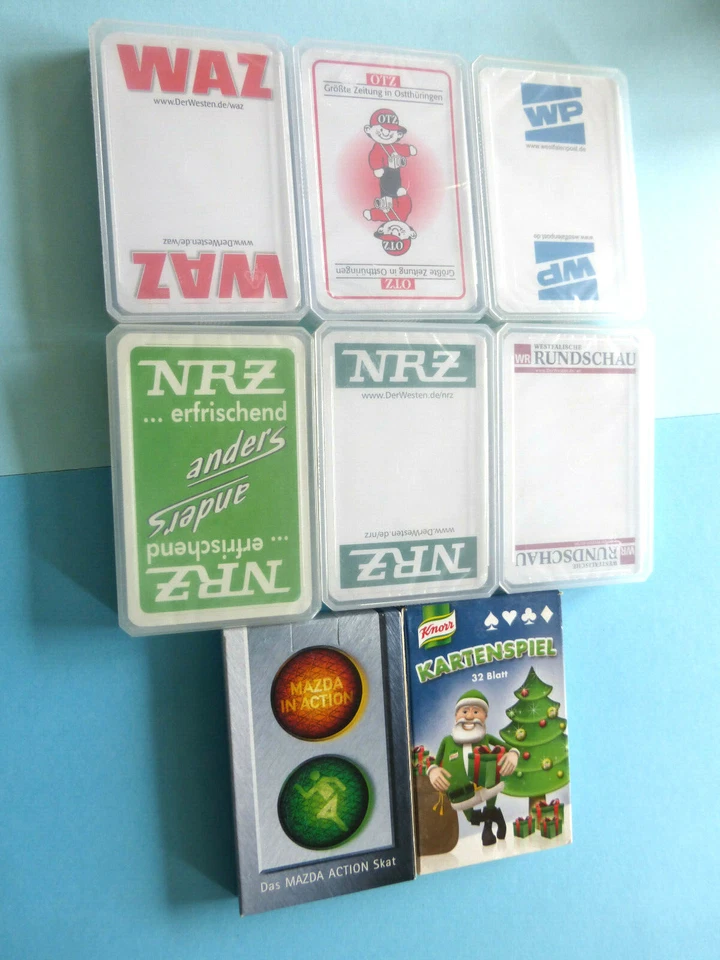 MARKENLOS Skat Karten Verschiedene Werbemarken z.B. OTZ,NRZ,Mazda,Rundschau