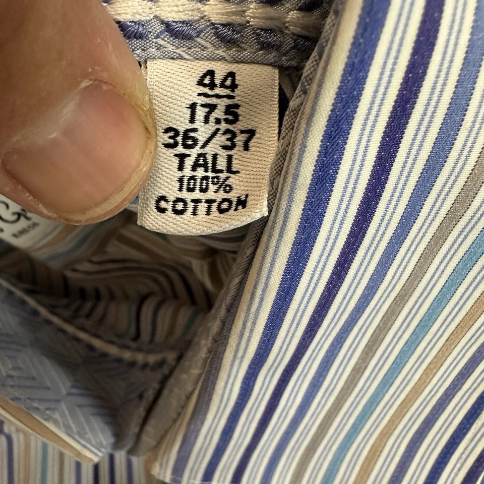 Robert Graham Button-Up Long Sleeve Dress Shirt Striped Size 17.5 36/37 TALL - Image 4 of 4