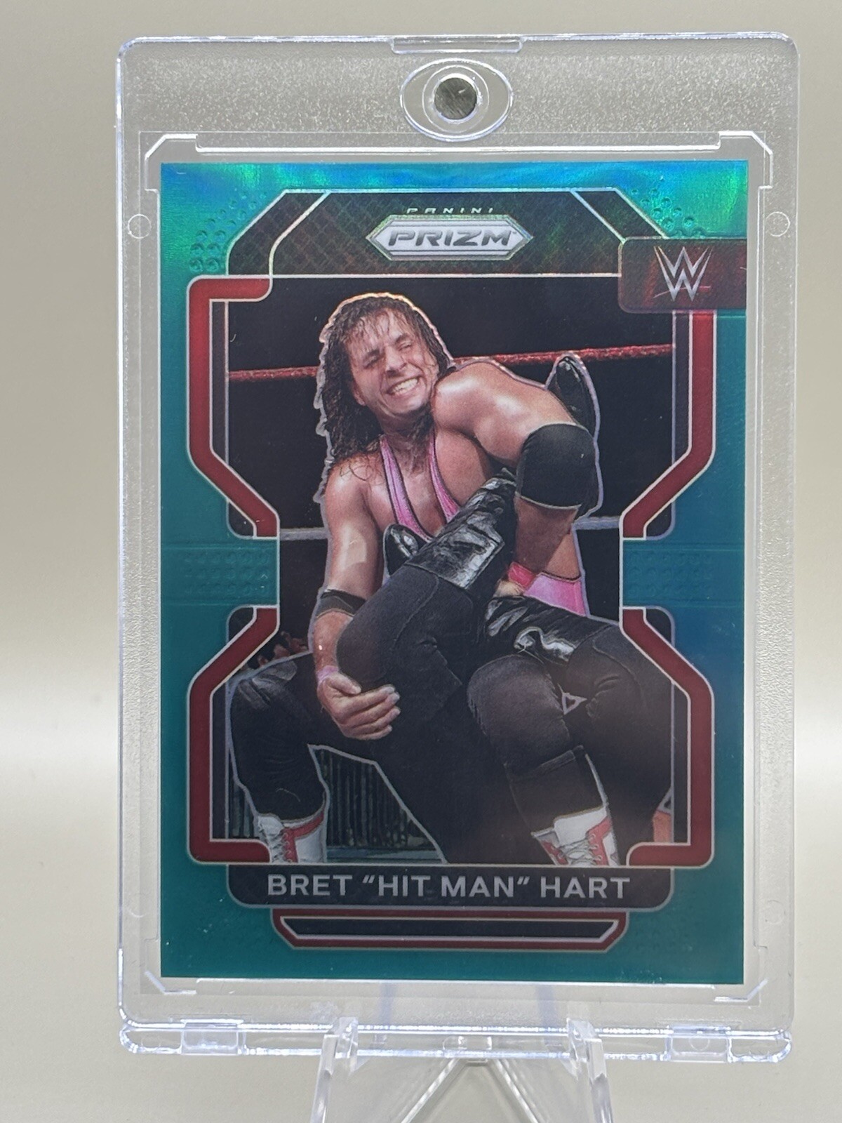 2022 Panini Prizm WWE Teal Prizm #1/49 Bret Hart Bret Hit Man Hart #198