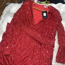 Fashion nova red sequin dress size 3 X