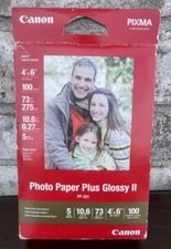 Canon Photo Paper Glossy ll 100 Sheets 4”x6” Sealed New Old Stoc