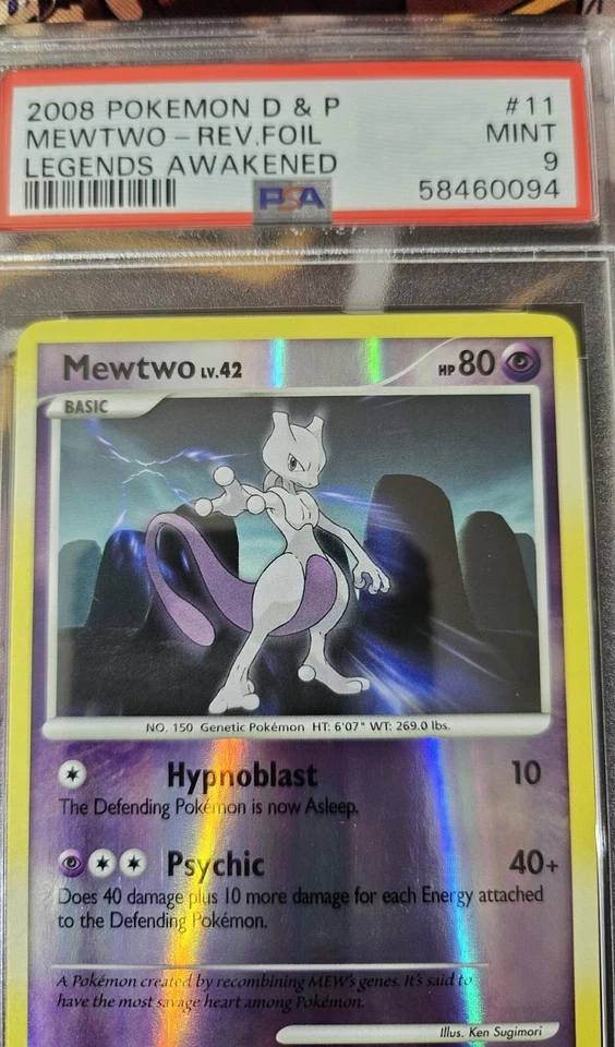 Pokémon PSA 9 MINT Mewtwo Reverse Foil Rare - 2008 Legends Awakened 11/146 - Image 2 of 4
