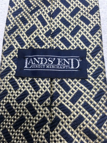 LANDS END MENS TIE BEIGE AND BLUE 3.75 X 58 NWOT - Picture 4 of 4