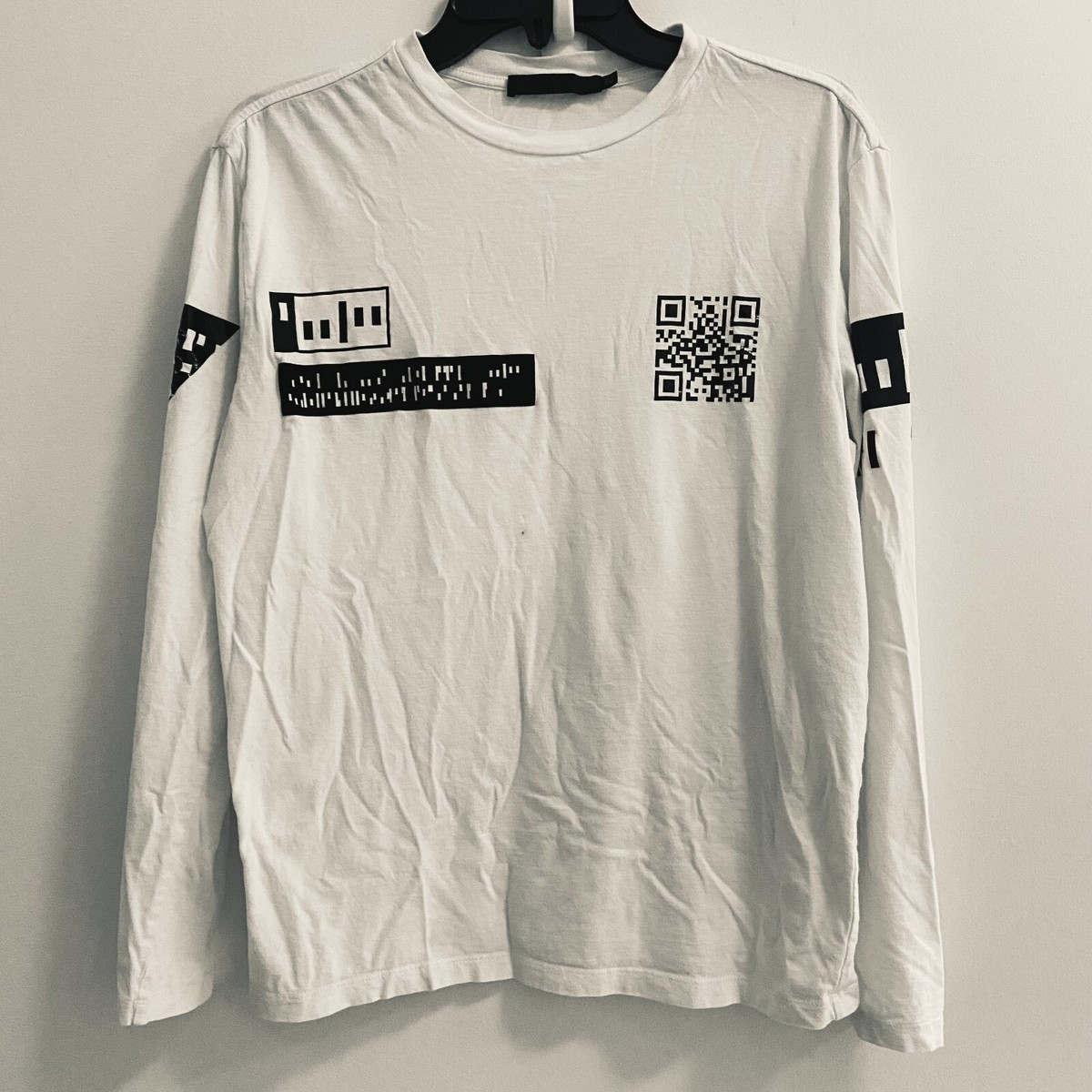 Alexander Wang Limited Edition QR Code Print White Longsleeve T