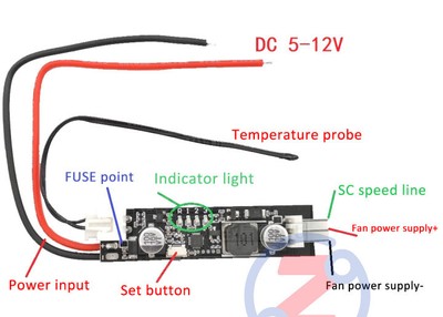 5V12V/12V 4-wire /2-3wire PWM fan temperature control speed controller DIY