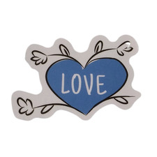 Love Blue Heart Leaves Flower Sayings Motto Sticker