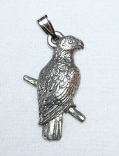 African Grey PARROT Bird Harris Fine Pewter Pendant USA Made