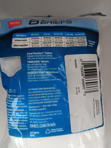Hanes Boys Briefs Large Underpants Size Large 6 PK - Picture 11 of 13