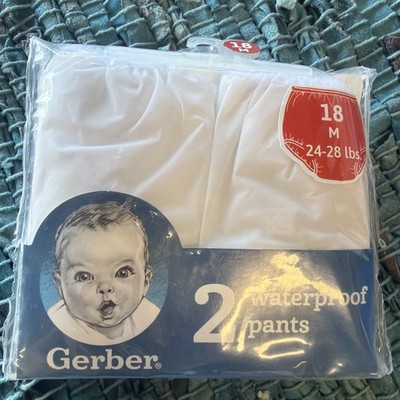 Gerber Waterproof Pants 18m (24-28lbs) White Peva Diaper Covers 2 Pack NEW A