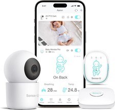 Sense-U Pro Baby Breathing Monitor Long Range 2K PTZ Camera, 2K Video