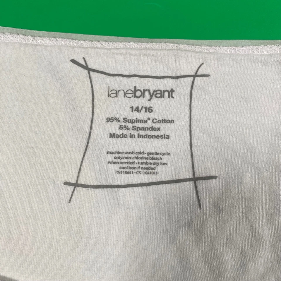 Lane Bryant White Supima Cotton Spandex Cami Top Adjustable Straps 14/16 - Image 4 of 4