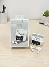 Wireless Bluetooth Earbuds with Smart LED Display Charging Case   White