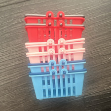 Set of 4 Plastic Pretend Play Toy Shopping Baskets, Multicoloured