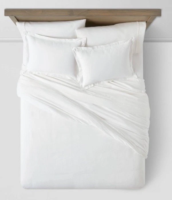 Threshold Full/Queen Cotton Linen Chambray Duvet Cover & Sham Set White - Image 3 of 4