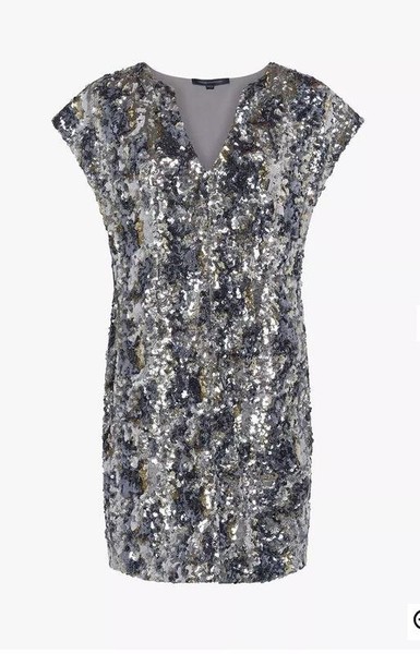 Women French Connection Dress Grey Mesh 40