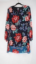 VINCE CAMUTO Women's Navy Floral Lined Long Sleeve Above The Knee Shift Dress 10