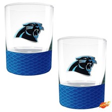 Carolina Panthers 14oz Rocks Glass Set with Silicone Grip - 2pc