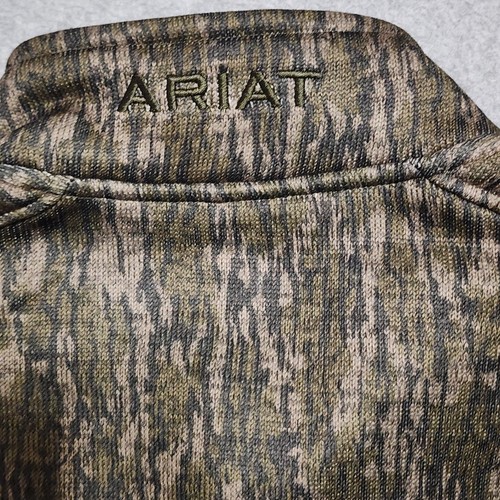 Pull homme Ariat neuf logo Caldwell quart zip vert moyen écorce d'arbre camouflage neuf avec étiquette - Photo 13/14