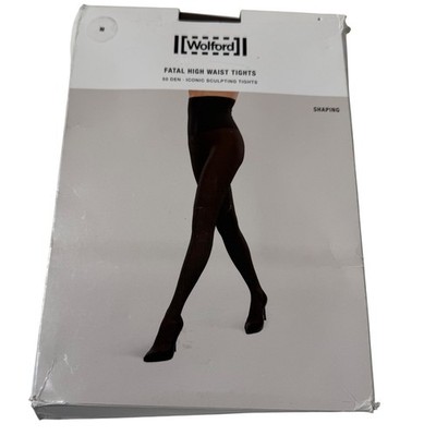 Wolford Fatal High Waist Tights Womens Medium Umber Brown 50 Den Sculpting New