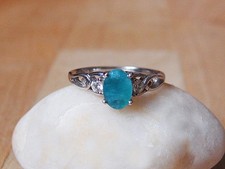 Grandidierite and Natural Zircon Solitaire 925 Sterling Silver Ring Size K