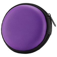 Earphone Case Headphone Earbud Hard Protective Carrying Case Bag Purple Round
