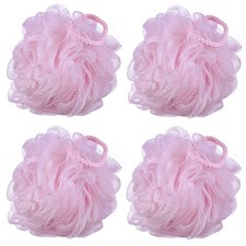 60g/pcs Pink Mesh Bath Sponge Shower Pouf Loofahs Shower Puff Pack of 4 Pink 