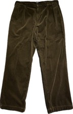 VTG Polo Ralph Lauren Pants Mens 38x32 Brown Cords Pleated Corduroy Baggy Wide