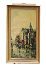 Antonio Devity – Scena Stradale Parigina – Olio Su Tela – Firmato, Con Cornice