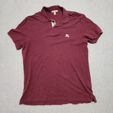 Burberry Brit Polo Shirt Men  s Size XL Maroon Red Short Sleeve 100 Cotton Logo