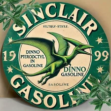 Sinclair Dino Gasoline Vintage Tin Metal Signs 8x8inch Aluminum Wall Art, Uniqu