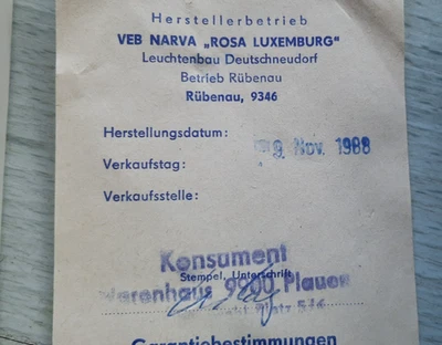 VEB NARVA OVP BOX LICHTERKETTE KONSUMENT PLAUEN DDR GDR GARANTIE WEIHNACHT 80er - Bild 1 von 4