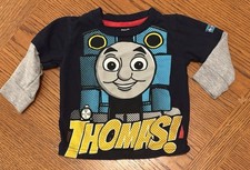 Vintage Thomas The Train Navy Blue Long Sleeve T-shirt Size 12M Thomas Friends