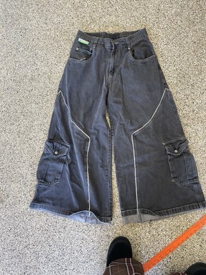 Kikwear Faded Dark Wash Jeans Wide Leg Rare Cargo Denim Baggy Wide 