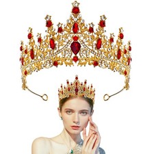 Red Queen Crown Tiara for Women Rhinestone Wedding Headband normal,