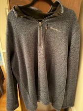 Mens Eddie Bauer 1/4 Zip Pullover Mock Neck Textured Blue 2XL