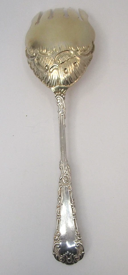 Antiguo chapado en plata y oro Wm. Cuchara para servir Rogers Yale como nueva 1890 Foto 2 de 4