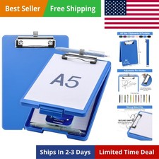 Clipboard Small A5 with Pen Holder Half Letter 6x9 Plastic for Classroom Meiikun