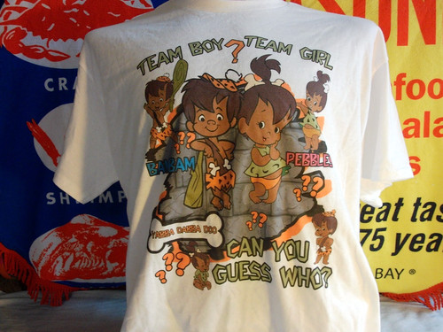 GENDER REVEAL Team Boy Team Girl graphic T Shirt Adult XL Funny BAMBAM PEBBLES