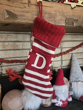 Target Wondershop Letter D Knit Monogram Christmas Stocking Red White Striped
