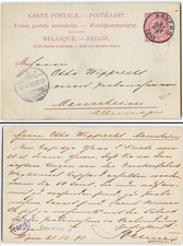 Used postal card from Anvers Belgium, 1893