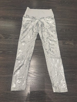 Python Foil Metallic Snake Print High Rise Push Up Leggings Size S