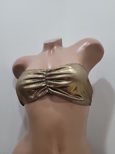 Vintage Gold Metallic Strapless Bandeau Era Large - Picture 4 of 6