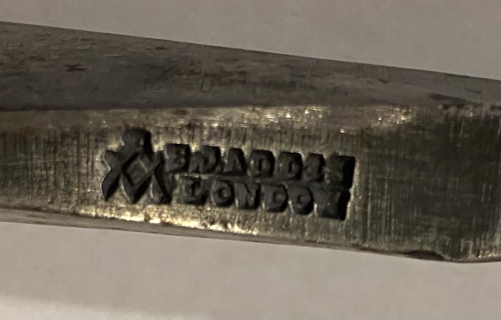 Antique S.J. Addis London carving gouge. Wood Handle,Masonic compass Logo#GL