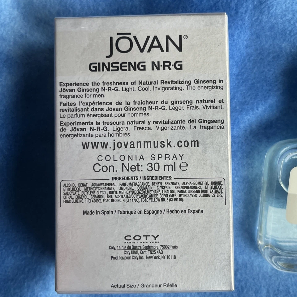 Vintage Jovan Ginseng N.R.G Masculino Colônia Spray 1,0 oz/30 ml Novo na caixa - Imagem 2 de 4