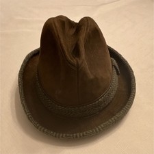 Superior Quality Brown Suede Leather Fedora Hat Men's Vintage Fitted