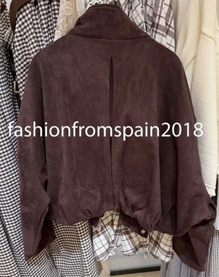 ZARA NEW WOMAN FAUX SUEDE JACKET WITH SHOULDER TABS CHCOCO BROWN