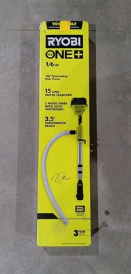 #ad RYOBI 18V Cordless ONE 1 6 HP Telescoping Pole Water Transfer Pump TOOL ONLY $169.99