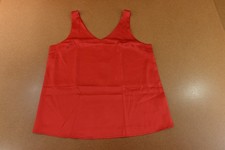 Ekouaer Womens Large Red Satin V-Neck Wide Strap Stretch Camisole Tank Top NWT
