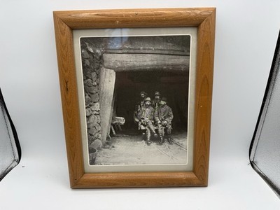 Vintage Miners In Opening Of The Mine Framed 11.5 x9.5 