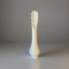 Vintage Hobnail Milk Glass Swung Vase 16x12 EC MCM
